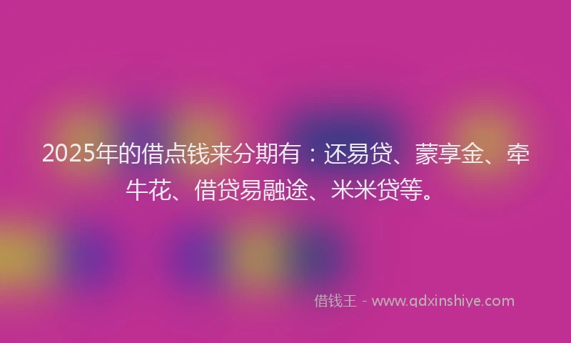 2025年的借点钱来分期有：还易贷、蒙享金、牵牛花、借贷易融途、米米贷等。