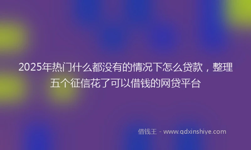 2025年热门什么都没有的情况下怎么贷款，整理五个征信花了可以借钱的网贷平台