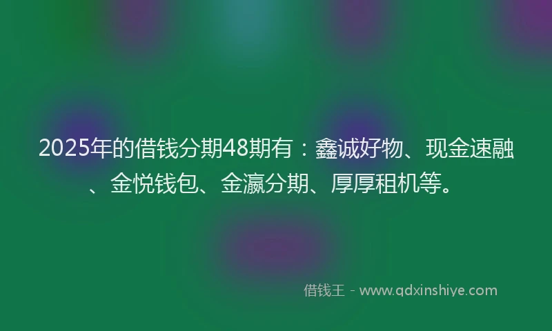 2025年的借钱分期48期有：鑫诚好物、现金速融、金悦钱包、金瀛分期、厚厚租机等。