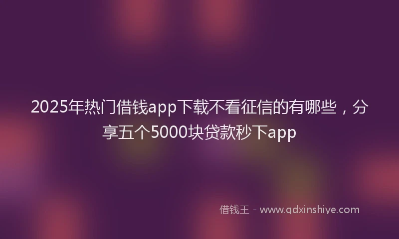 2025年热门借钱app下载不看征信的有哪些，分享五个5000块贷款秒下app
