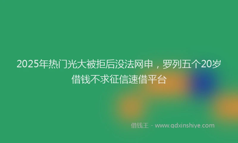 2025年热门光大被拒后没法网申，罗列五个20岁借钱不求征信速借平台