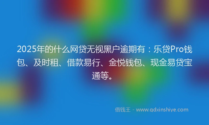 2025年的什么网贷无视黑户逾期有：乐贷Pro钱包、及时租、借款易行、金悦钱包、现金易贷宝通等。