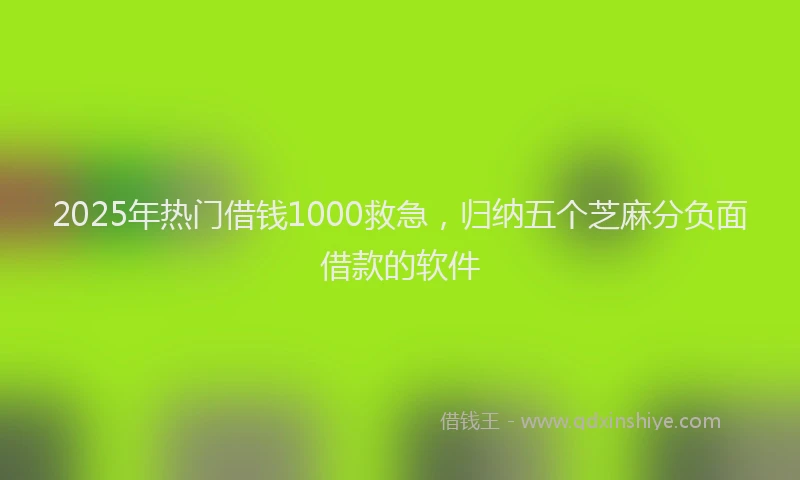 2025年热门借钱1000救急，归纳五个芝麻分负面借款的软件