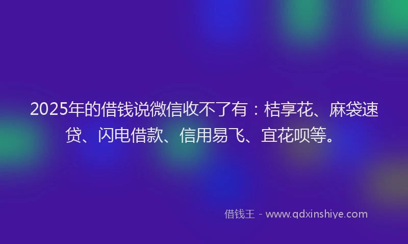 2025年的借钱说微信收不了有：桔享花、麻袋速贷、闪电借款、信用易飞、宜花呗等。