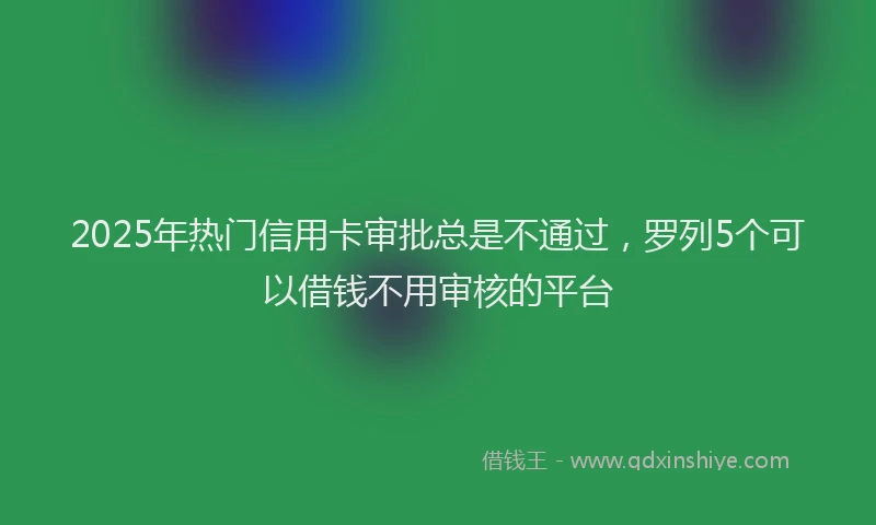 2025年热门信用卡审批总是不通过，罗列5个可以借钱不用审核的平台