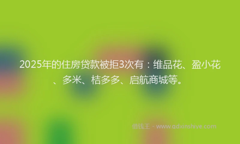 2025年的住房贷款被拒3次有：维品花、盈小花、多米、桔多多、启航商城等。