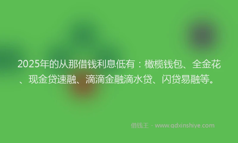 2025年的从那借钱利息低有：橄榄钱包、全金花、现金贷速融、滴滴金融滴水贷、闪贷易融等。