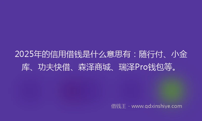 2025年的信用借钱是什么意思有：随行付、小金库、功夫快借、森泽商城、瑞泽Pro钱包等。