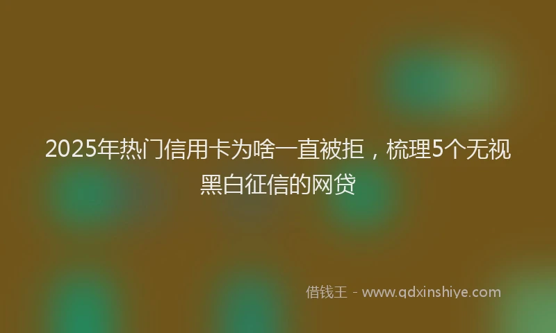 2025年热门信用卡为啥一直被拒，梳理5个无视黑白征信的网贷