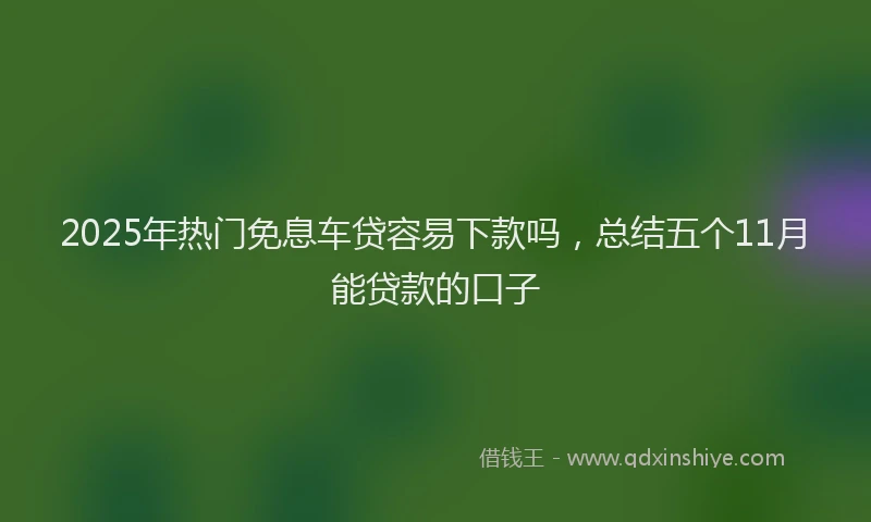 2025年热门免息车贷容易下款吗，总结五个11月能贷款的口子