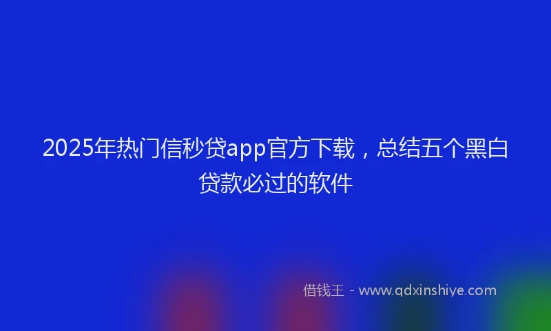 2025年热门信秒贷app官方下载，总结五个黑白贷款必过的软件