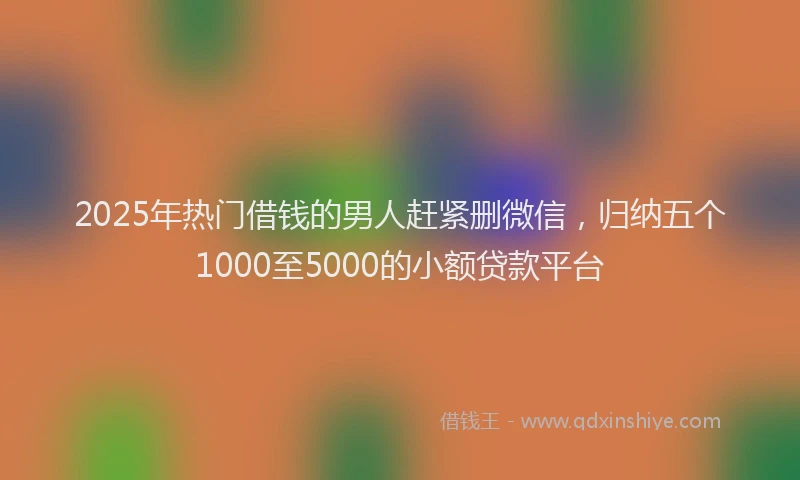 2025年热门借钱的男人赶紧删微信，归纳五个1000至5000的小额贷款平台