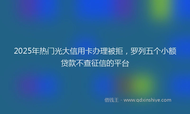 2025年热门光大信用卡办理被拒，罗列五个小额贷款不查征信的平台