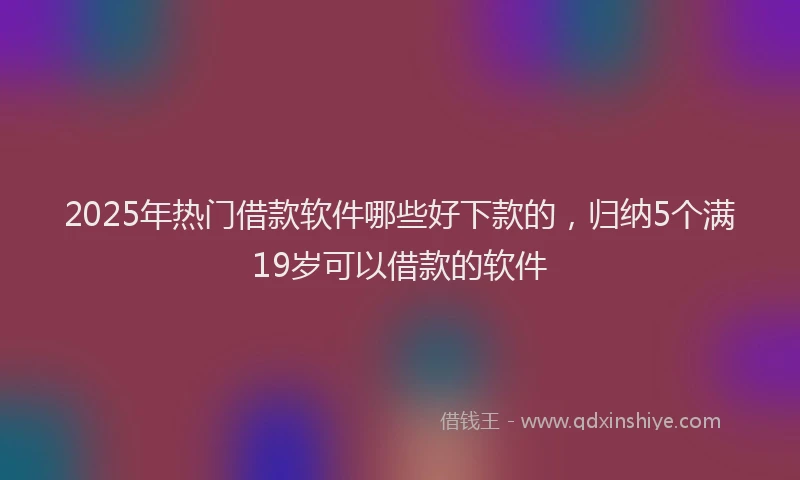 2025年热门借款软件哪些好下款的，归纳5个满19岁可以借款的软件
