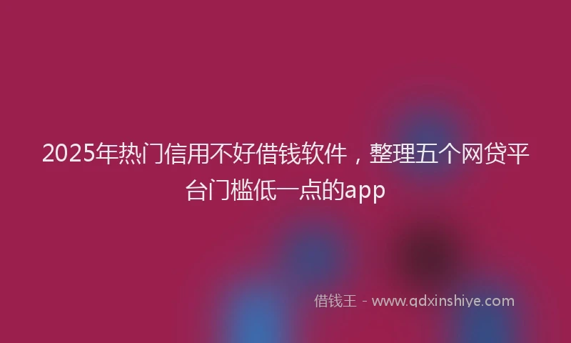 2025年热门信用不好借钱软件，整理五个网贷平台门槛低一点的app
