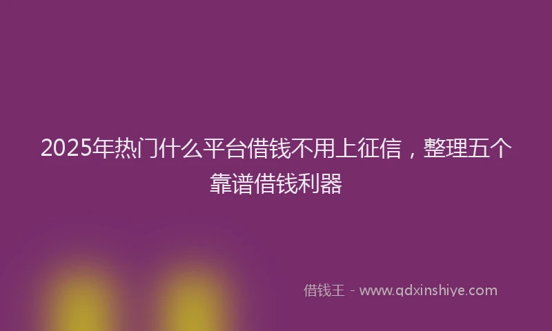 2025年热门什么平台借钱不用上征信，整理五个靠谱借钱利器