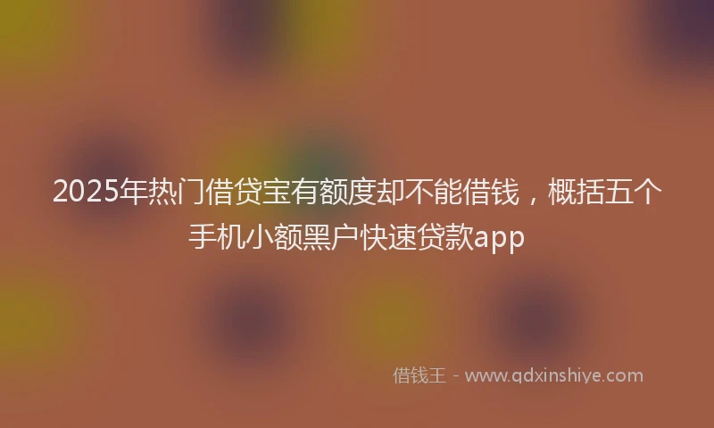 2025年热门借贷宝有额度却不能借钱，概括五个手机小额黑户快速贷款app