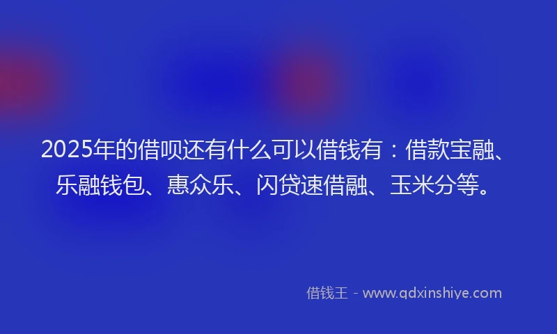 2025年的借呗还有什么可以借钱有：借款宝融、乐融钱包、惠众乐、闪贷速借融、玉米分等。