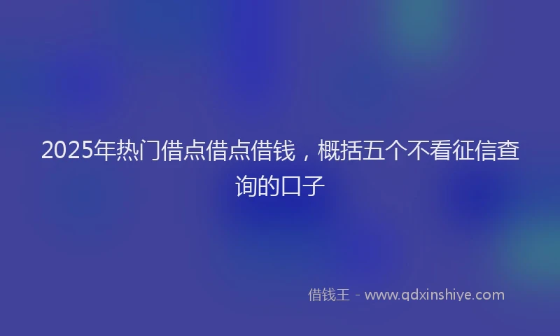 2025年热门借点借点借钱，概括五个不看征信查询的口子