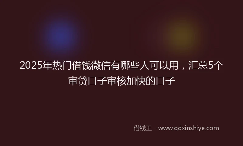 2025年热门借钱微信有哪些人可以用，汇总5个审贷口子审核加快的口子