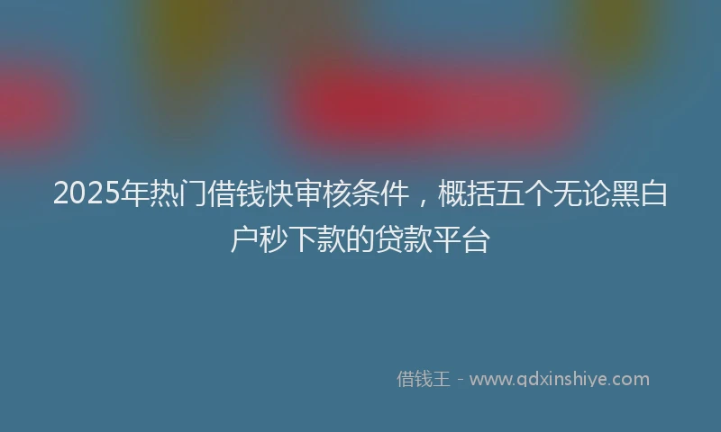 2025年热门借钱快审核条件，概括五个无论黑白户秒下款的贷款平台