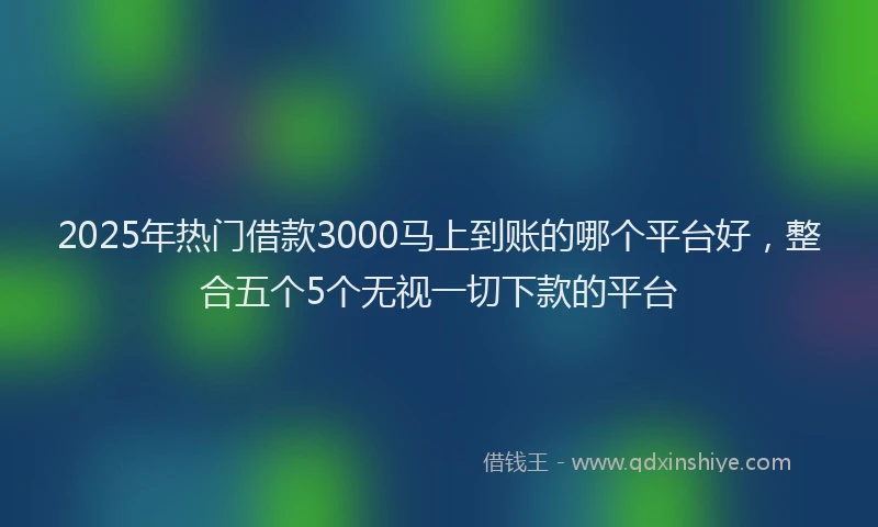 2025年热门借款3000马上到账的哪个平台好，整合五个5个无视一切下款的平台