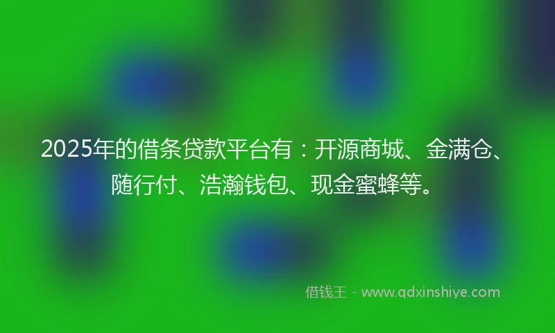 2025年的借条贷款平台有：开源商城、金满仓、随行付、浩瀚钱包、现金蜜蜂等。