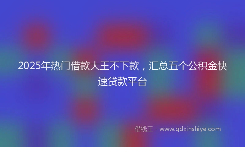 2025年热门借款大王不下款，汇总五个公积金快速贷款平台