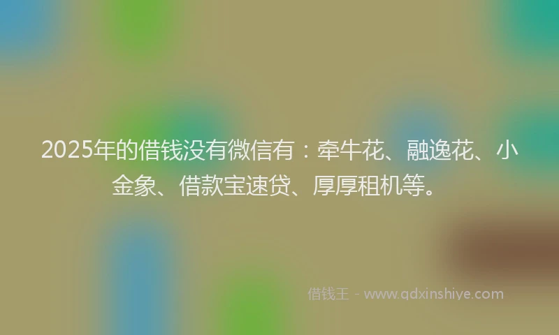 2025年的借钱没有微信有：牵牛花、融逸花、小金象、借款宝速贷、厚厚租机等。
