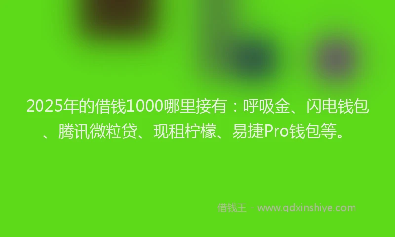 2025年的借钱1000哪里接有：呼吸金、闪电钱包、腾讯微粒贷、现租柠檬、易捷Pro钱包等。