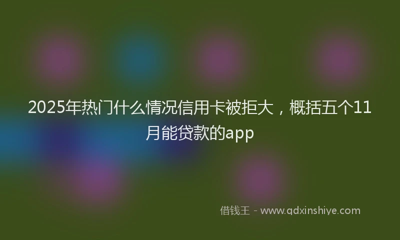 2025年热门什么情况信用卡被拒大，概括五个11月能贷款的app