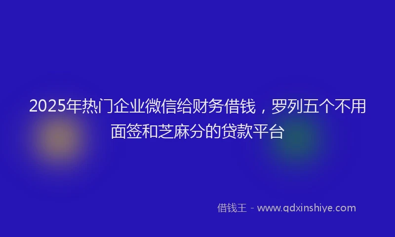 2025年热门企业微信给财务借钱，罗列五个不用面签和芝麻分的贷款平台