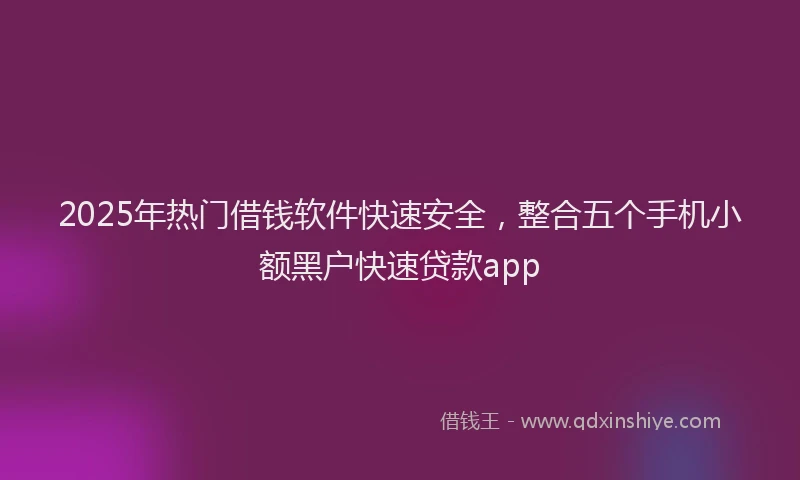 2025年热门借钱软件快速安全，整合五个手机小额黑户快速贷款app