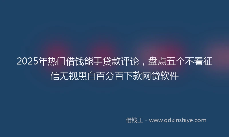 2025年热门借钱能手贷款评论，盘点五个不看征信无视黑白百分百下款网贷软件