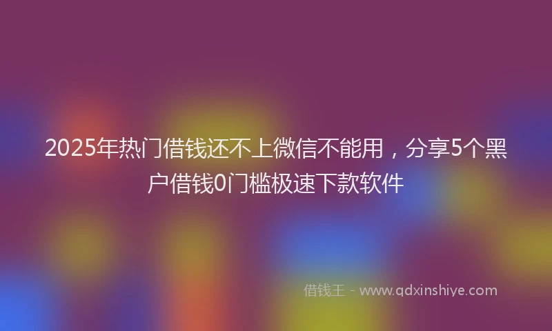 2025年热门借钱还不上微信不能用，分享5个黑户借钱0门槛极速下款软件