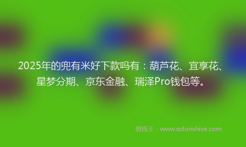 2025年的兜有米好下款吗有：葫芦花、宜享花、星梦分期、京东金融、瑞泽Pro钱包等。