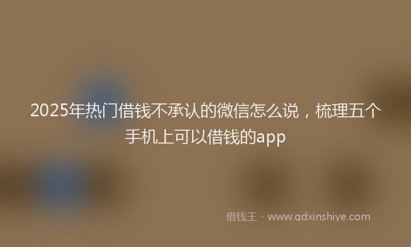 2025年热门借钱不承认的微信怎么说，梳理五个手机上可以借钱的app