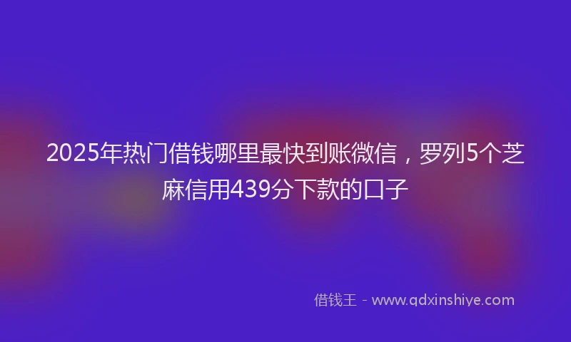 2025年热门借钱哪里最快到账微信，罗列5个芝麻信用439分下款的口子