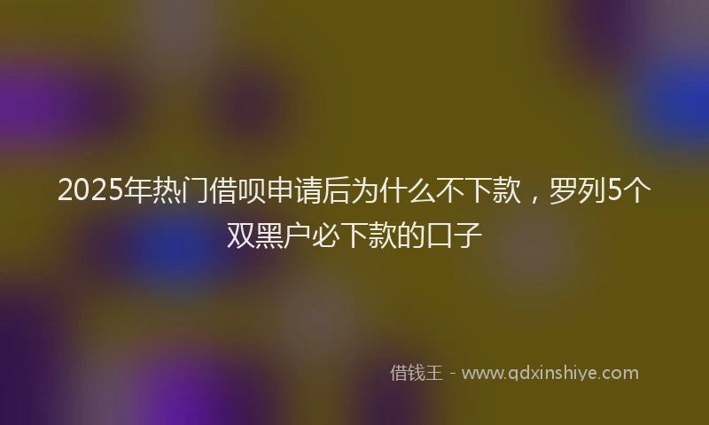2025年热门借呗申请后为什么不下款，罗列5个双黑户必下款的口子