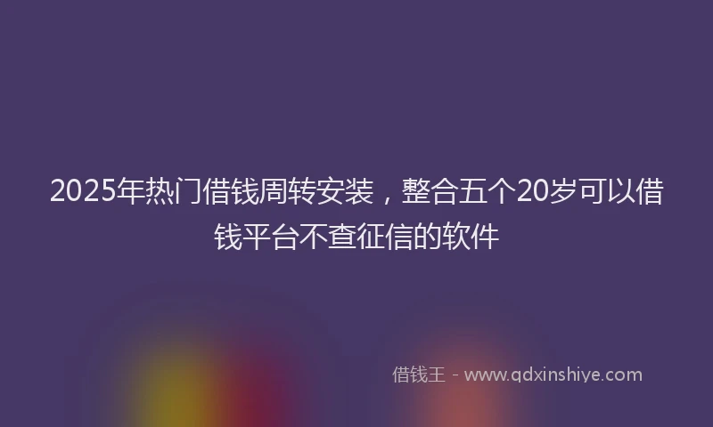2025年热门借钱周转安装，整合五个20岁可以借钱平台不查征信的软件