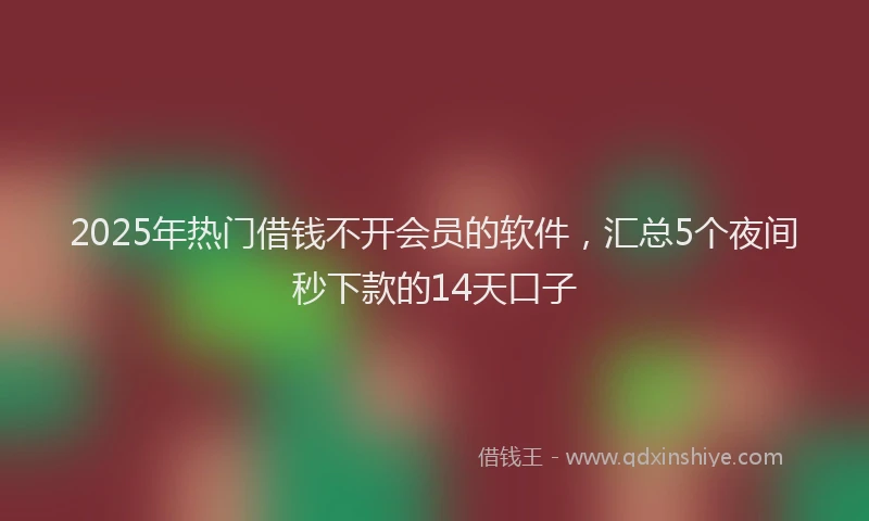 2025年热门借钱不开会员的软件，汇总5个夜间秒下款的14天口子