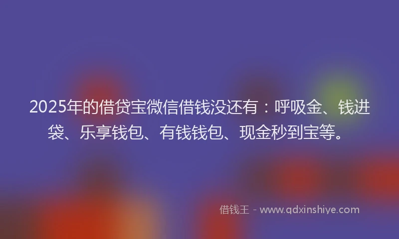 2025年的借贷宝微信借钱没还有：呼吸金、钱进袋、乐享钱包、有钱钱包、现金秒到宝等。