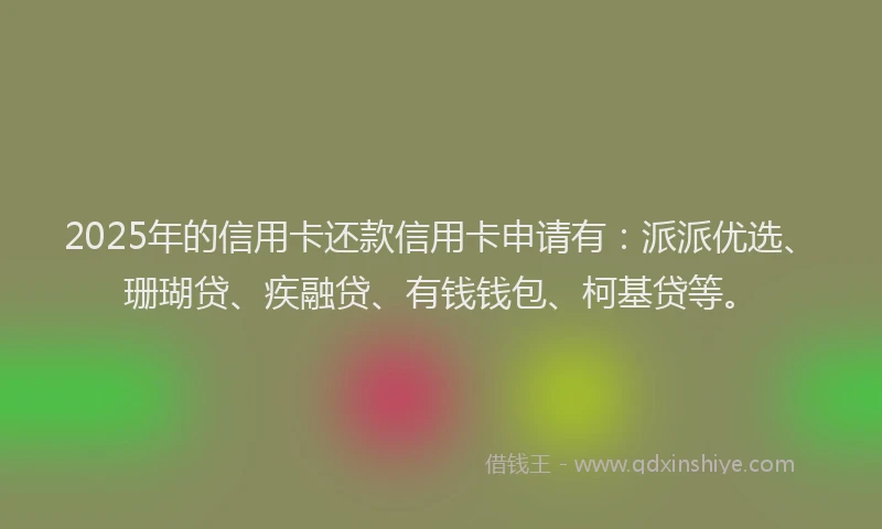 2025年的信用卡还款信用卡申请有：派派优选、珊瑚贷、疾融贷、有钱钱包、柯基贷等。