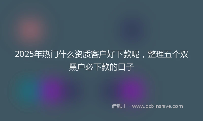 2025年热门什么资质客户好下款呢，整理五个双黑户必下款的口子