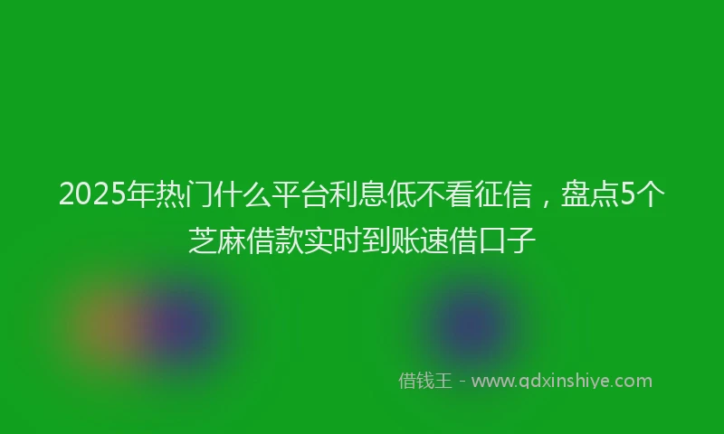 2025年热门什么平台利息低不看征信，盘点5个芝麻借款实时到账速借口子