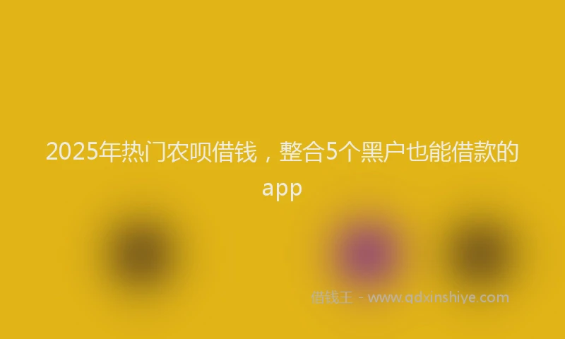 2025年热门农呗借钱，整合5个黑户也能借款的app