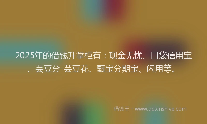 2025年的借钱升掌柜有：现金无忧、口袋信用宝、芸豆分-芸豆花、甄宝分期宝、闪用等。