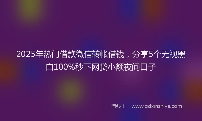 2025年热门借款微信转帐借钱，分享5个无视黑白100%秒下网贷小额夜间口子