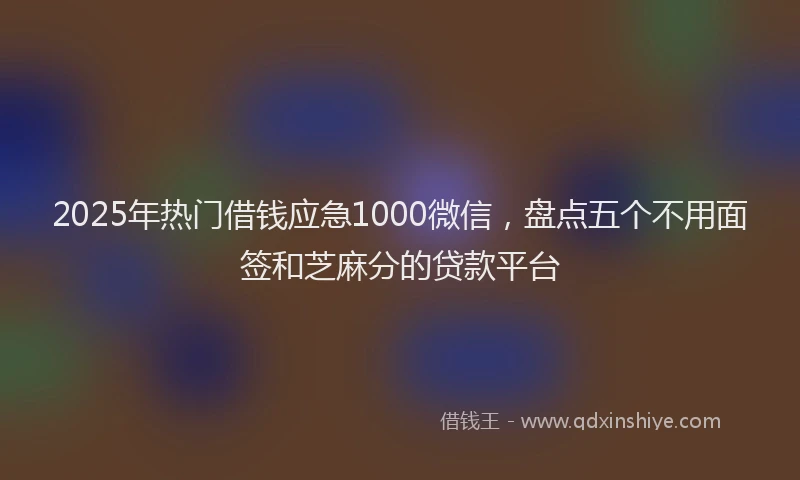 2025年热门借钱应急1000微信，盘点五个不用面签和芝麻分的贷款平台