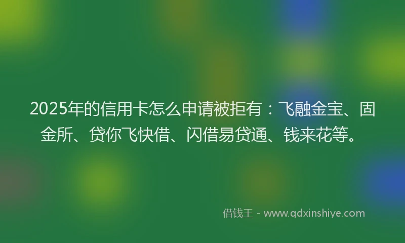 2025年的信用卡怎么申请被拒有：飞融金宝、固金所、贷你飞快借、闪借易贷通、钱来花等。